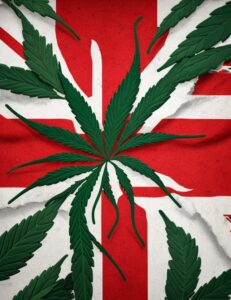 flag of England in the form of a cannabis
