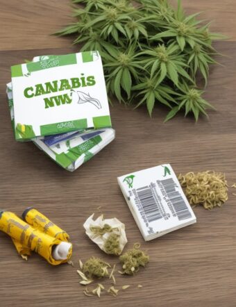 feuilles de marijuana et packet de cannabis