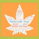 Feuille de cannabis sous forme de calligramme sur un fond mandarine