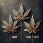 plante de cannabis représentés par les mots ‘sativa’, ‘indica’, et ‘hybride’
