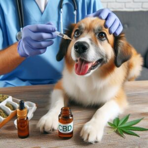 Chien subi une injection à base de CBD